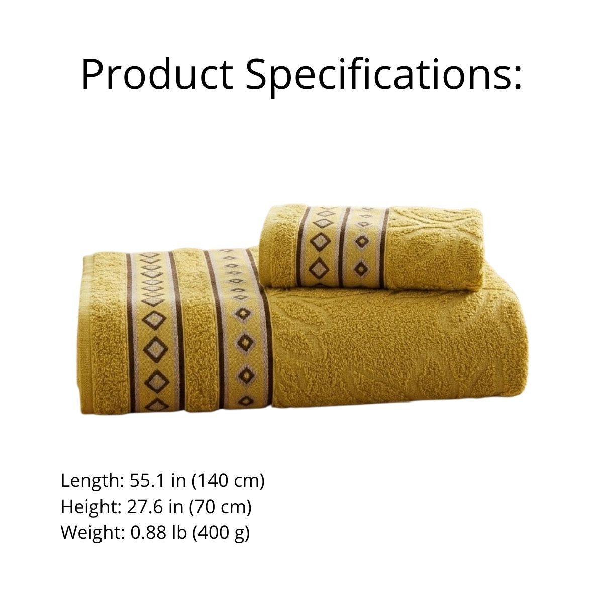 Bloom Cotton Bath Towel 59.1 x 29.5 in – 350 GSM Jacquard Soft Absorbent Towel