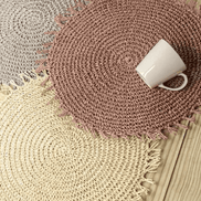 Charlo's Set of 4 Blue Navy Folk Sustainable Rustic Chic Round Placemats 16