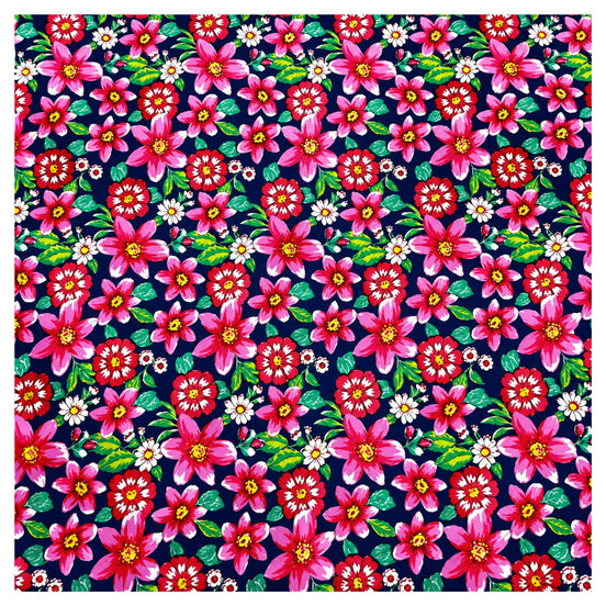 Charlo's Set of 4 Pink 100% Cotton Floral Vibes Cloth Napkins 15" by 15"