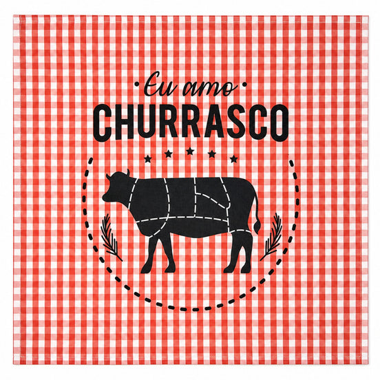 Charlo's Cloth Napkins Set of 4 BBQ Churrasco Red Plaid 16" by 16"