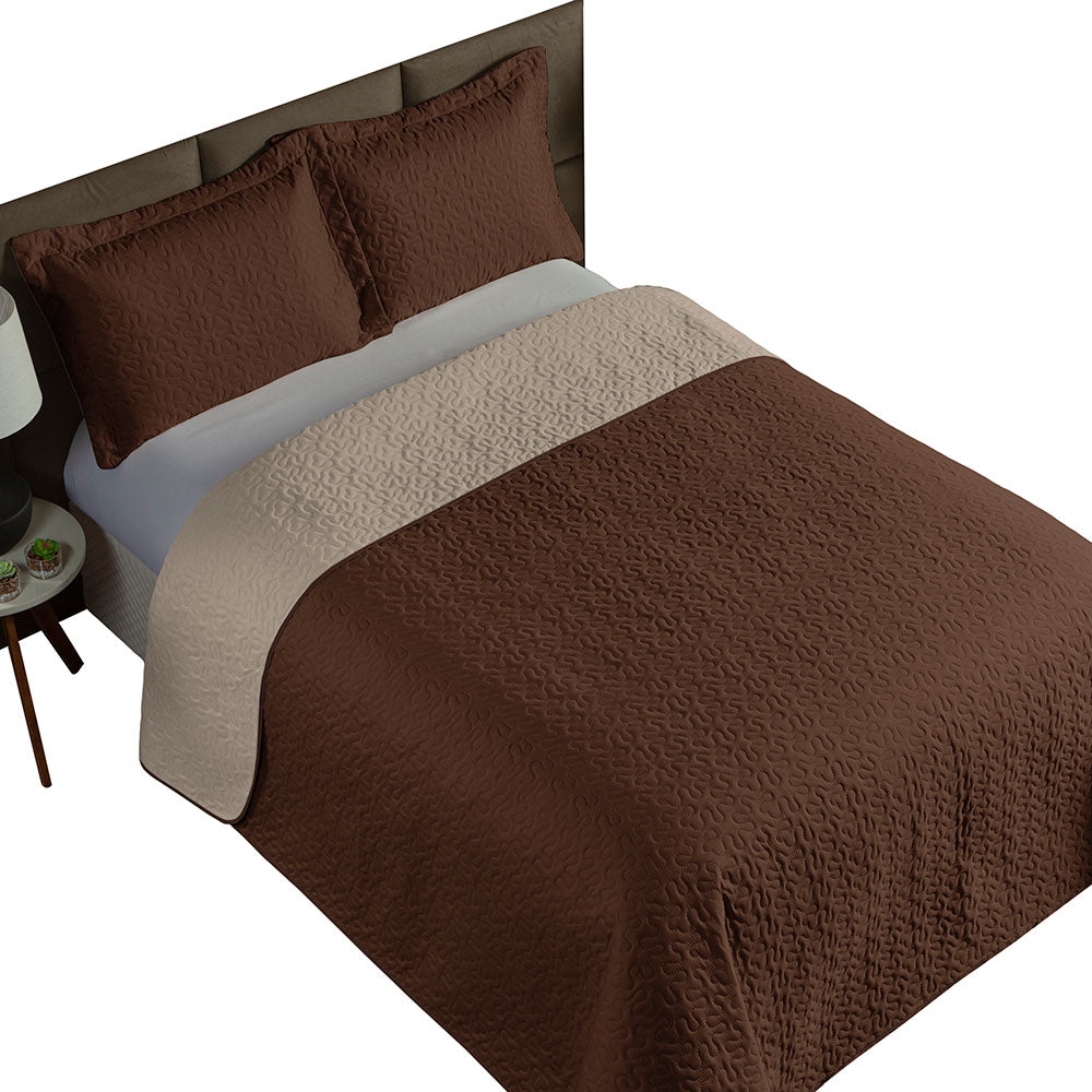 Queen Bedspread Set 3 Pieces Clara 102.4 x 94.5 in – Soft 100% Polyester Bedding