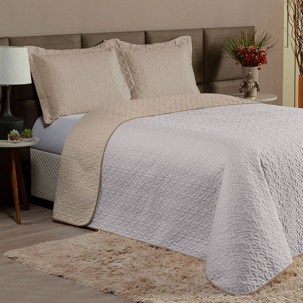 Queen Bedspread Set 3 Pieces Clara 102.4 x 94.5 in – Soft 100% Polyester Bedding