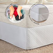 Full Bed Skirt Quilted White with Pleats 87.8 x 81.1 in – Elegant Box Spring Cover 100% Polyester