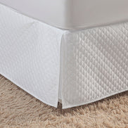 Full Bed Skirt Quilted White with Pleats 87.8 x 81.1 in – Elegant Box Spring Cover 100% Polyester