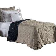 Twin Reversible Bedspread Set Embroidered 94.5 x 70.9 in – 400 Thread Count Soft Elegant Bedding