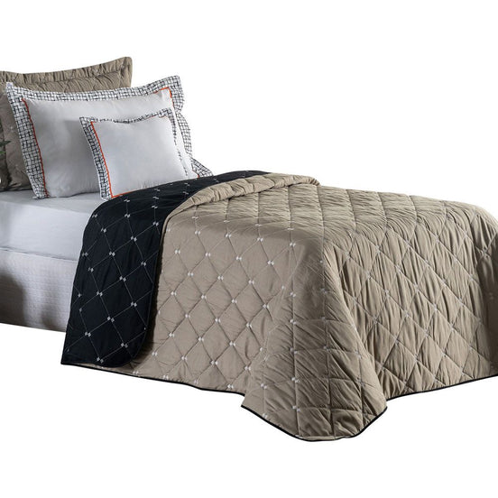 Twin Reversible Bedspread Set Embroidered 94.5 x 70.9 in – 400 Thread Count Soft Elegant Bedding
