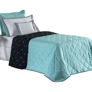 Twin Reversible Bedspread Set Embroidered 94.5 x 70.9 in – 400 Thread Count Soft Elegant Bedding