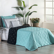 Twin Reversible Bedspread Set Embroidered 94.5 x 70.9 in – 400 Thread Count Soft Elegant Bedding