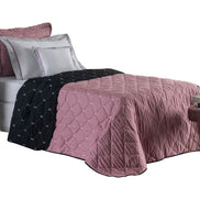 Twin Reversible Bedspread Set Embroidered 94.5 x 70.9 in – 400 Thread Count Soft Elegant Bedding Rose
