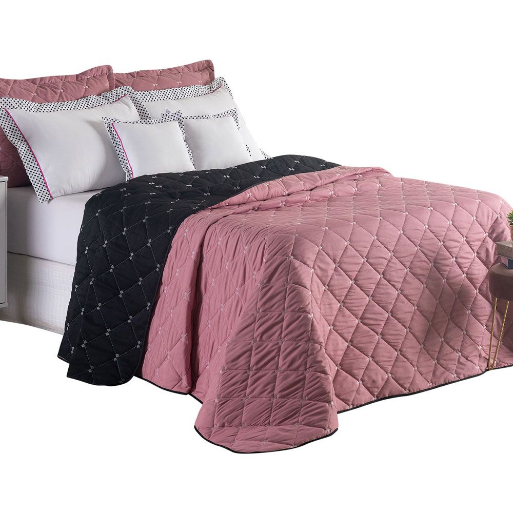 Full/Queen Reversible Bedspread Set Embroidered 94.5 x 86.6 in – 400 Thread Count Soft Elegant Bedding Red