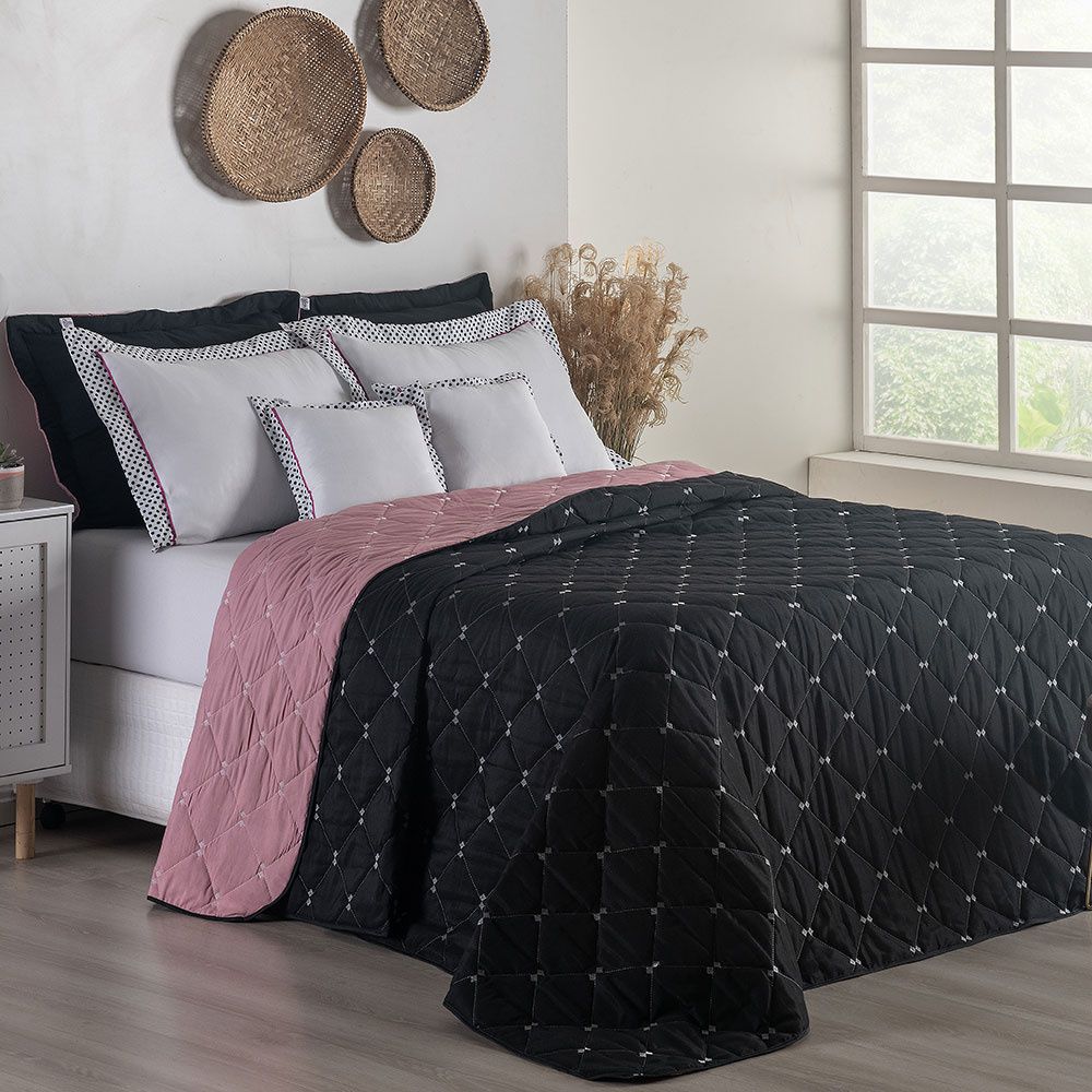Full/Queen Reversible Bedspread Set Embroidered 94.5 x 86.6 in – 400 Thread Count Soft Elegant Bedding Red
