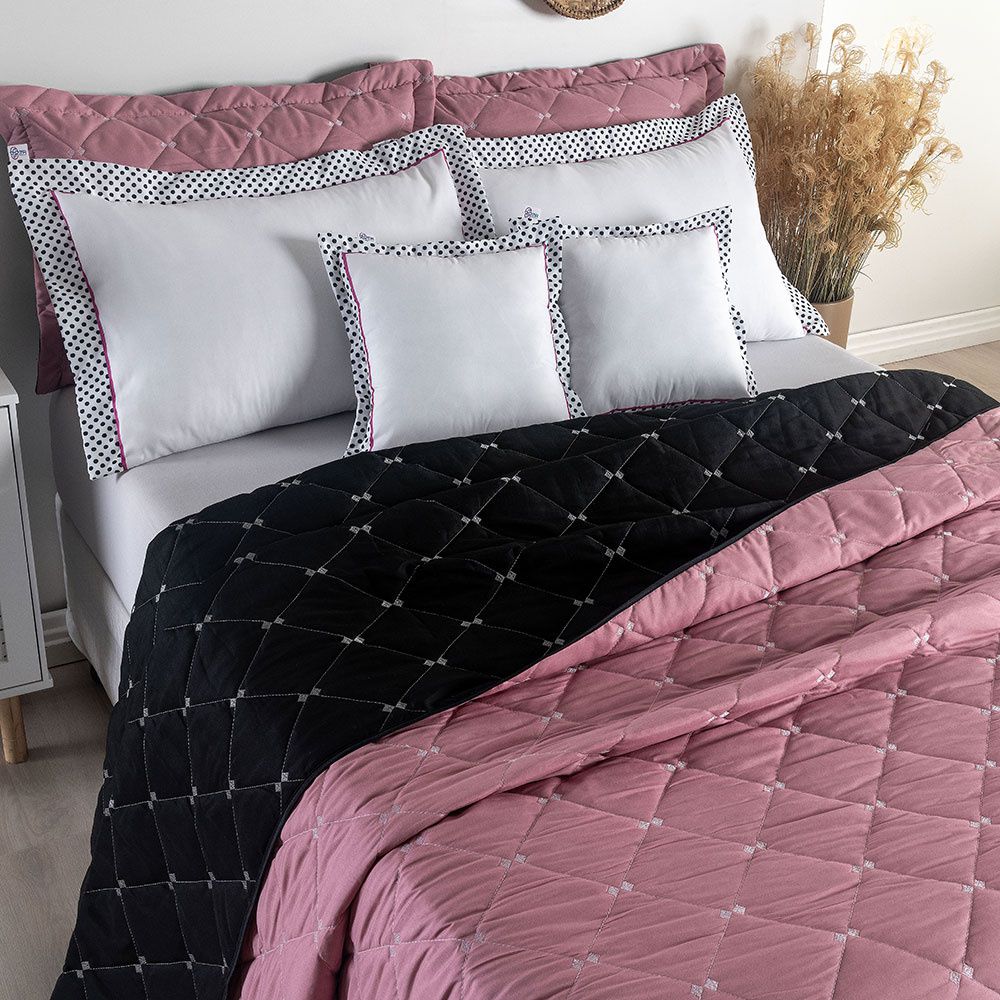 Full/Queen Reversible Bedspread Set Embroidered 94.5 x 86.6 in – 400 Thread Count Soft Elegant Bedding Red