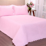 Queen Quilted Bedspread Set 3 Pieces Pink 98.4 x 94.5 in – Soft Microfiber Lightweight Bedding