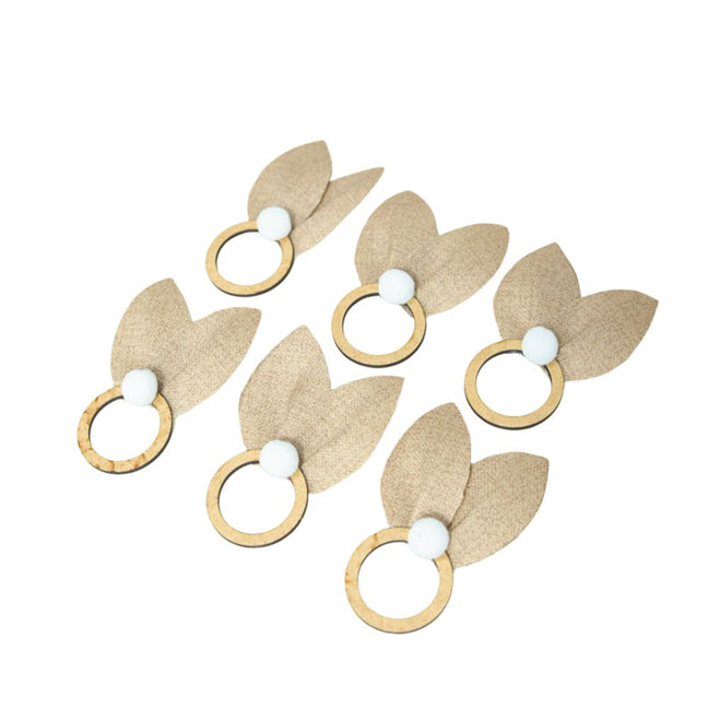 Easter Bunny Ear Napkin Rings Set of 6, 3.94 x 2.76 in