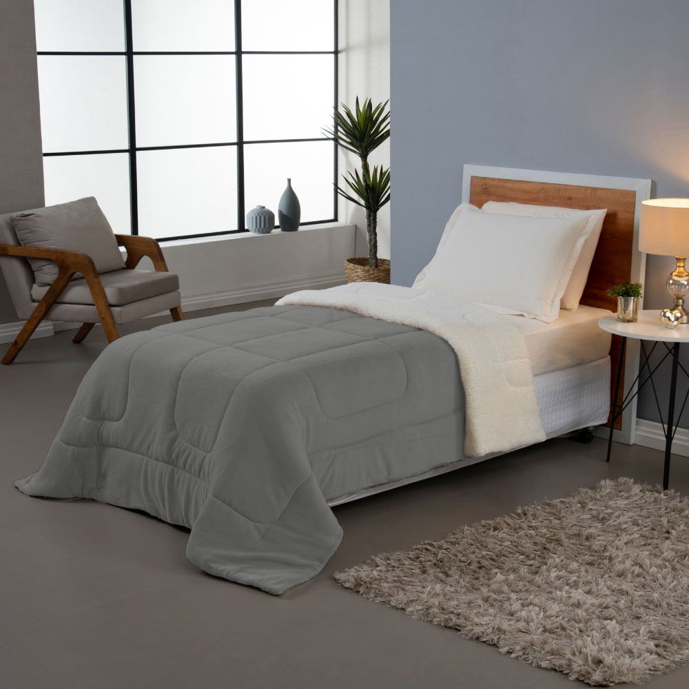 Twin Reversible Comforter Soft & Sherpa Fleece 90.6 x 66.9 in – Warm & Cozy Lightweight Bedding
