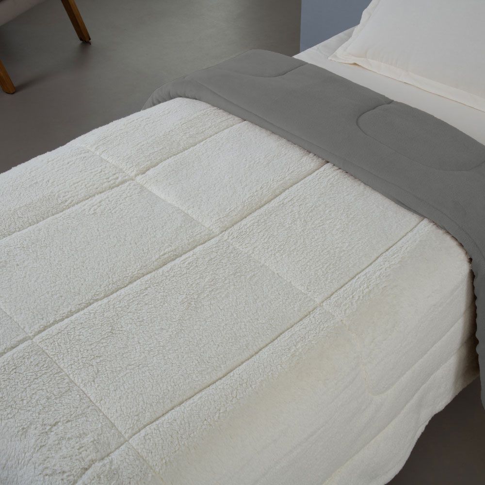 Twin Reversible Comforter Soft & Sherpa Fleece 90.6 x 66.9 in – Warm & Cozy Lightweight Bedding