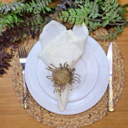 Set of 4 Beige Rustic Savanna Flower Napkin Rings