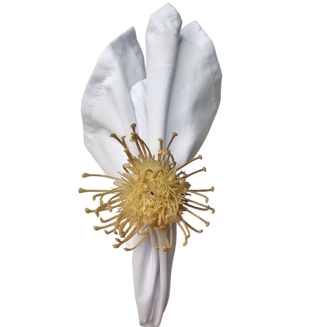 Set of 4 Beige Rustic Savanna Flower Napkin Rings