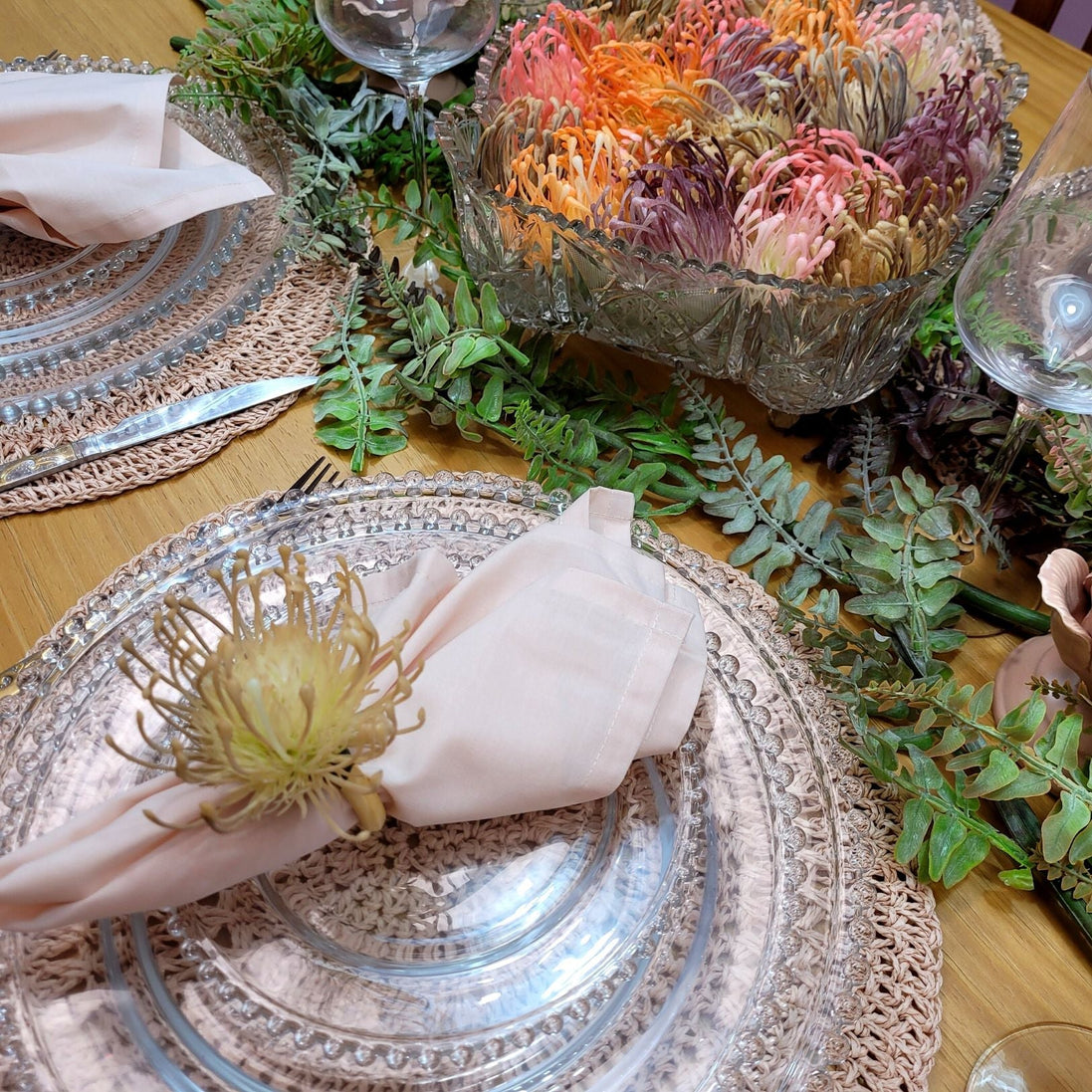 Set of 4 Beige Rustic Savanna Flower Napkin Rings