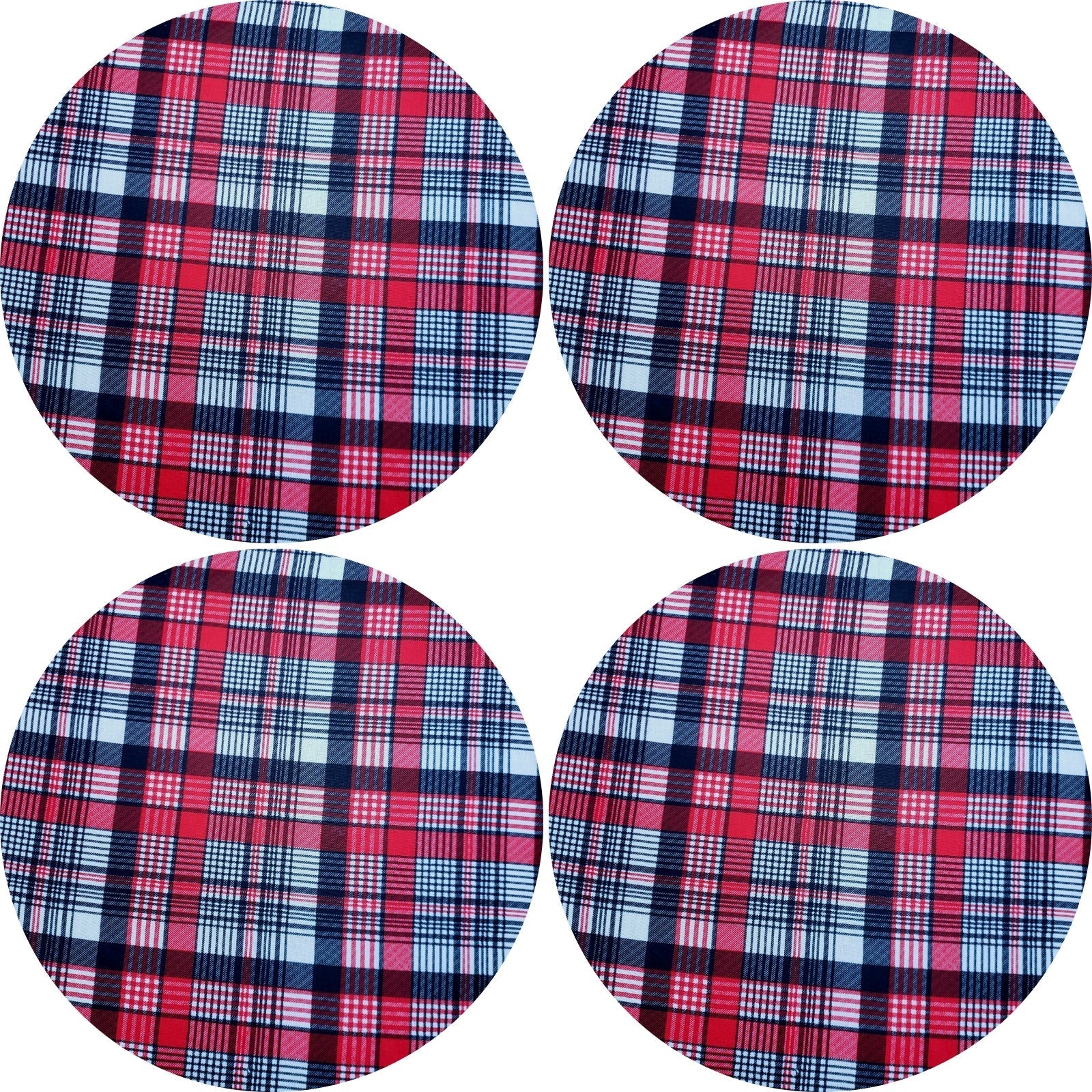 Charlo's Set of 4 Round Placemats Covers 14 Dia inch Plaid Sun of Night