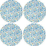 Charlo's Set of 4 Round Placemats Covers 14 Dia inch Sky Floral blue