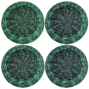 Set of 4 Round Placemats Covers Braided Green 14 Dia inch