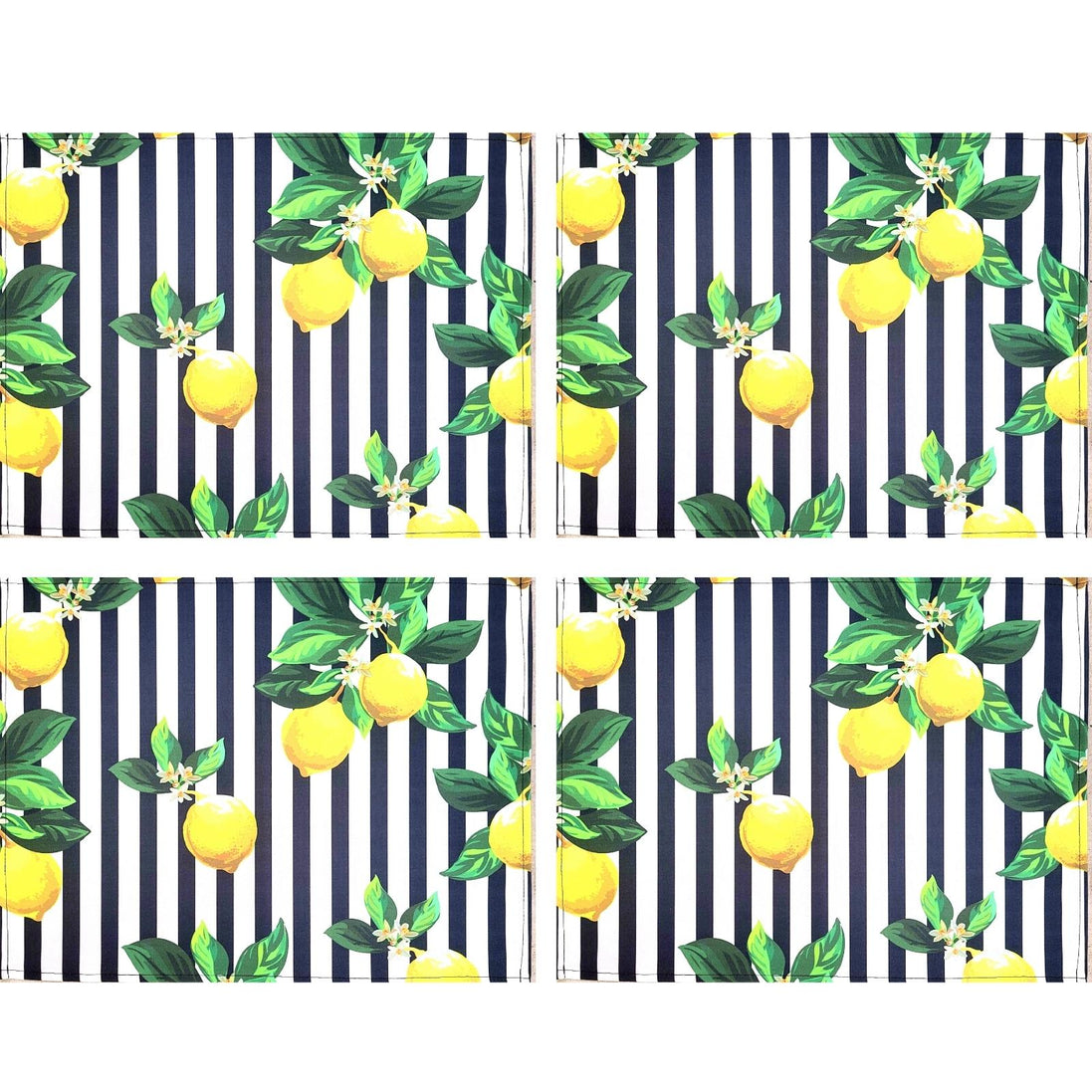 Set of 4 Waterproof Rectangular Placemats Top Lemon Siciliano 17X13