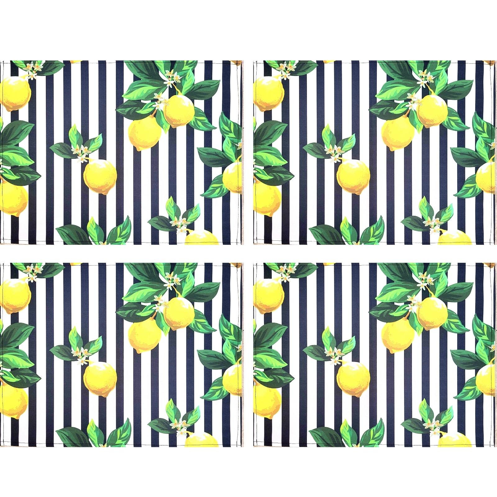 Set of 4 Waterproof Rectangular Placemats Top Lemon Siciliano 17X13