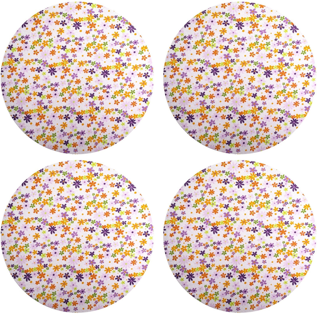 Charlo's Set of 4 Round Placemats Covers Aurora Bloom Flower 14 Dia inch
