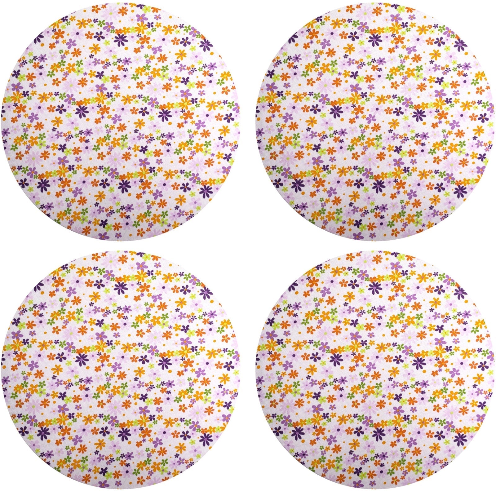 Charlo's Set of 4 Round Placemats Covers Aurora Bloom Flower 14 Dia inch