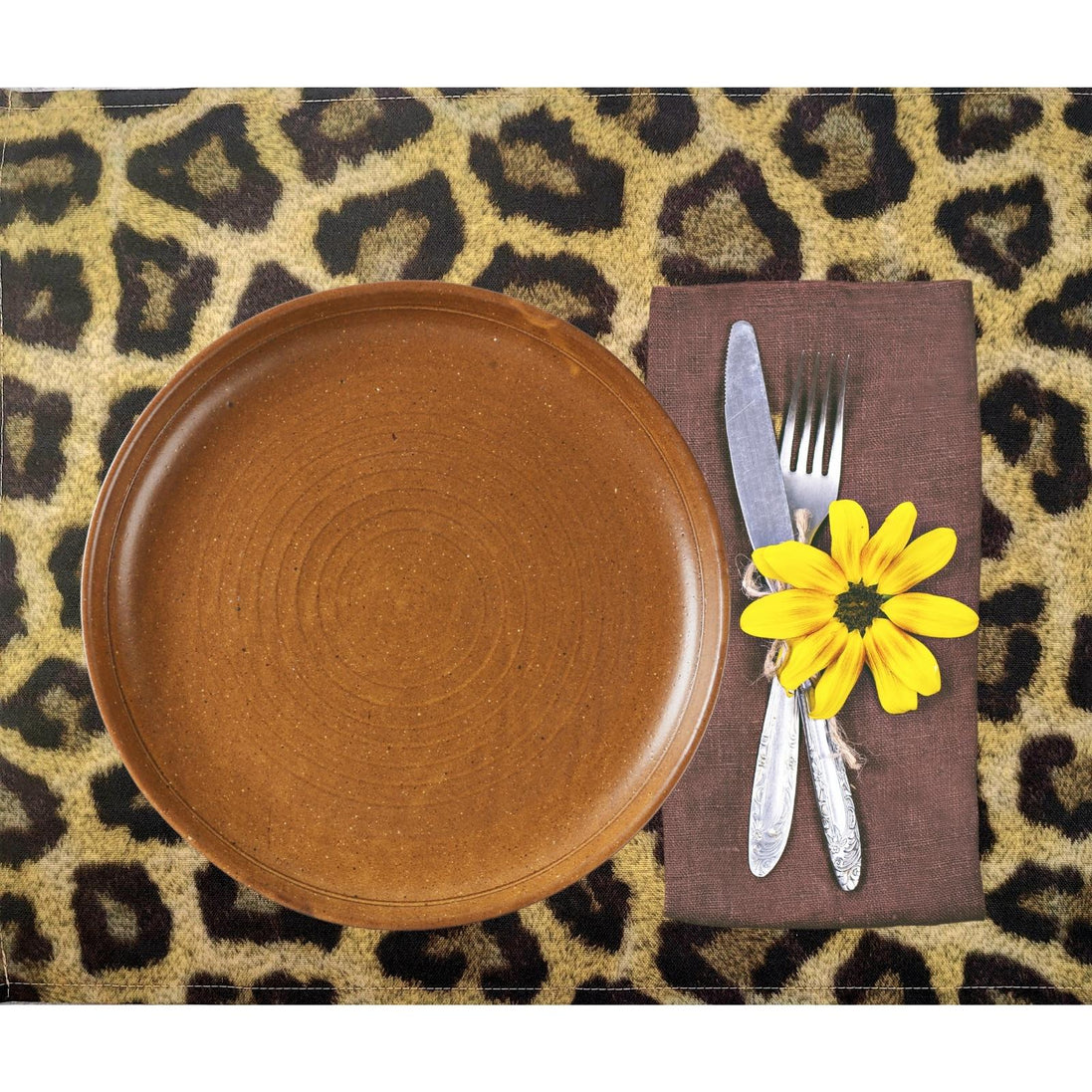 Set of 4 Waterproof Rectangular Placemats Wild Jaguar 17X13