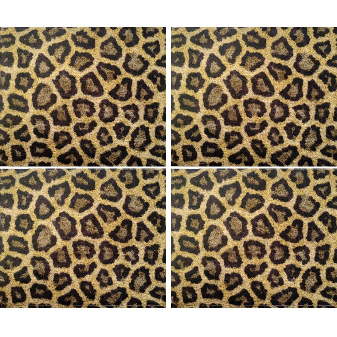 Set of 4 Waterproof Rectangular Placemats Wild Jaguar 17X13