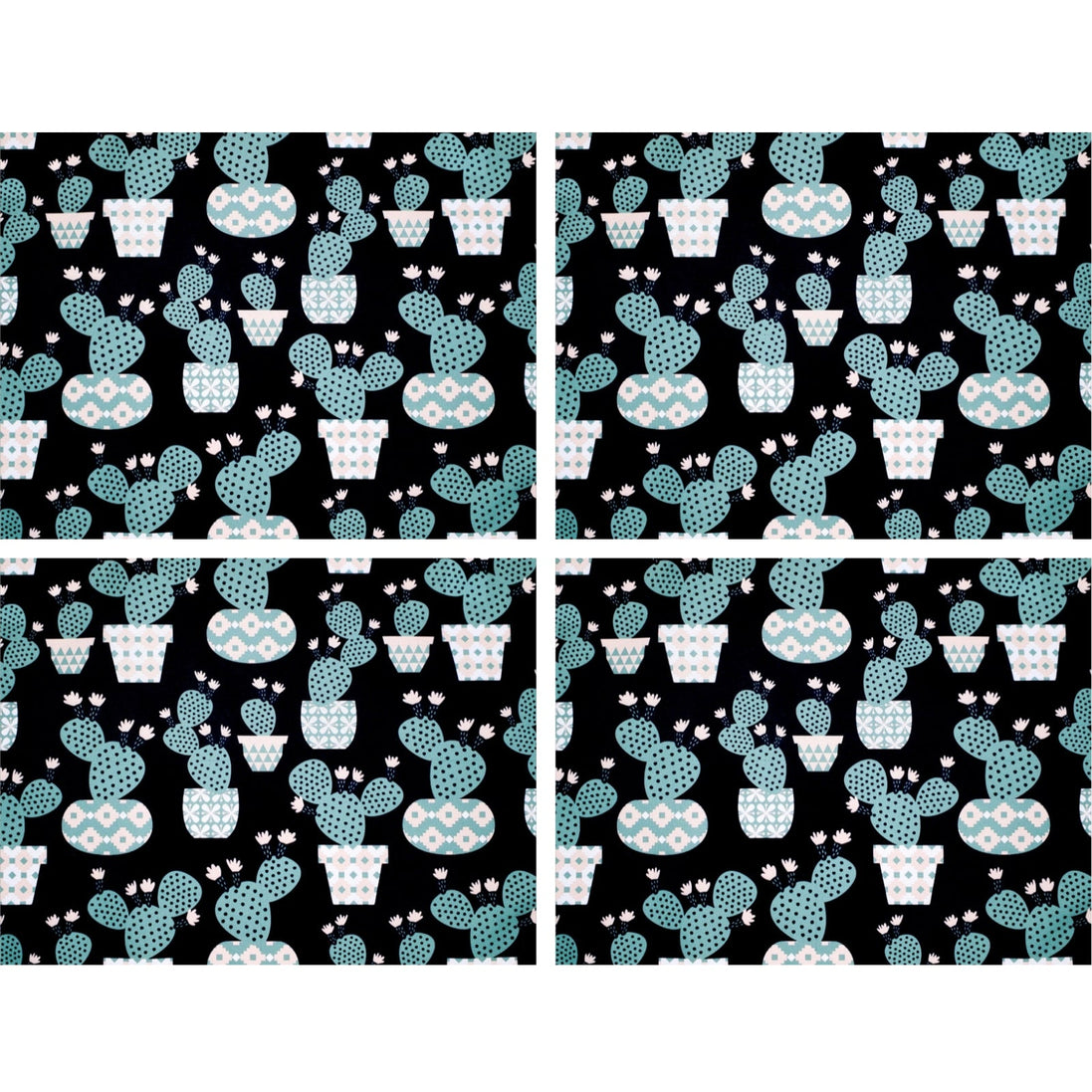 Charlo's Set of 4 Waterproof Rectangular Placemats Fun Cactus 17X13