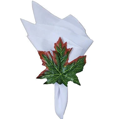 Maison Charlo | Set of 4 Autumn Leaf Green Flower Napkin Rings for thanksgiving, fall and winter decor